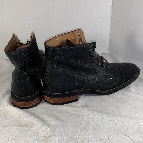 Cole Haan Mens Black Leather Lace-Up Ankle Boots main image 7